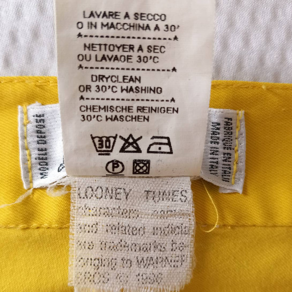 RARE VTG 90s JC de Castelbajac TWEETY Canary Yellow Slim Pants US 0 Looney Tunes - Picture 7 of 10